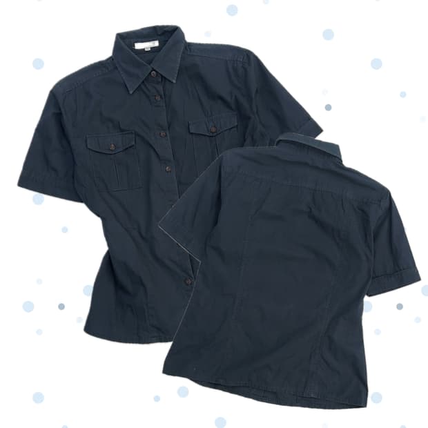 🩵IL SUFFIT 네이비 반팔 카라셔츠 🩵프레피룩 오피스 아메카지 