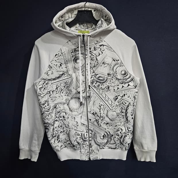 베르사체 진스 문양 화이트 남성 90~95 후드집업 자켓 