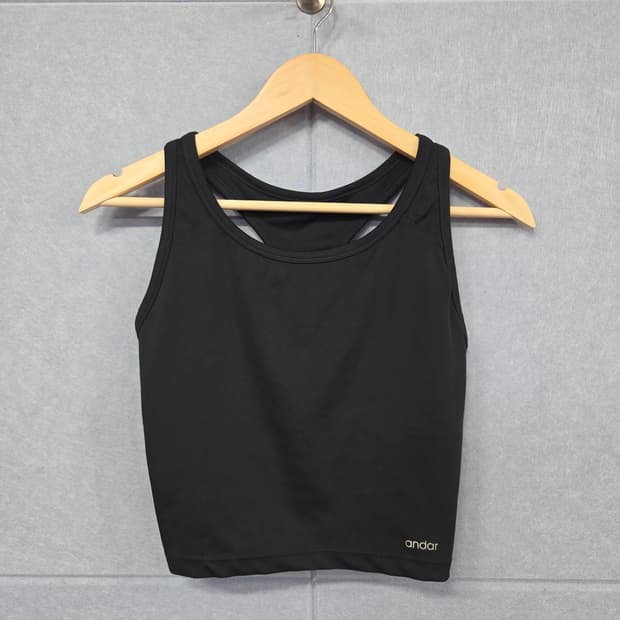 andar 안다르 비 프리 레이서백 글램 크롭탑 웜블랙