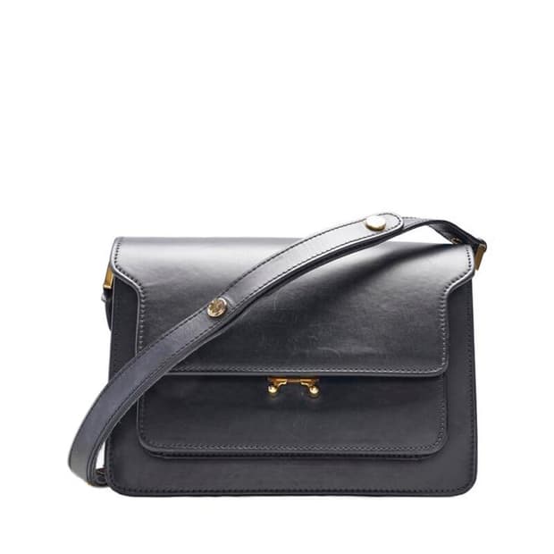 (중고) 마르니 블랙 카프스킨 트렁크 미듐 숄더백