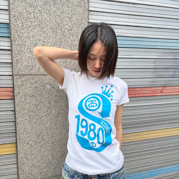 Stussy girls 1980 크라운 로고 반팔 티셔츠