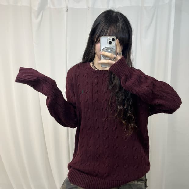 Polo Red Brown Cable Knit