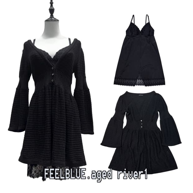Goth fairy knitdress slipdress 2pcs set