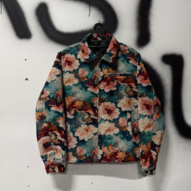 VTG 빈티지 플라워 자카드 패턴 집업 자켓