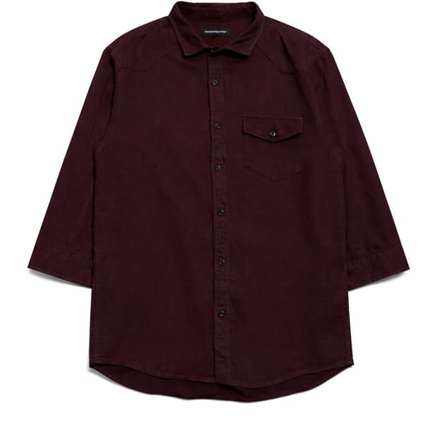 JPN 일본 빈티지 y2k 모리걸 아메카지 오버핏 7부 버건디 셔츠 L