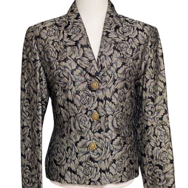 해외 빈티지) 꽃무늬 골드 펄 자켓