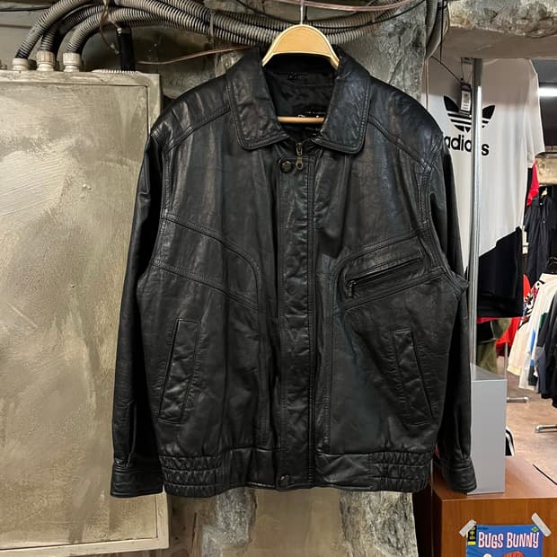 빈티지 소가죽 레더 자켓 블랙 M #csz2035