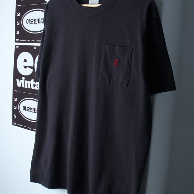 (XL-2XL) 그라미치 반팔 티셔츠 포켓 블랙 에이징-H32243