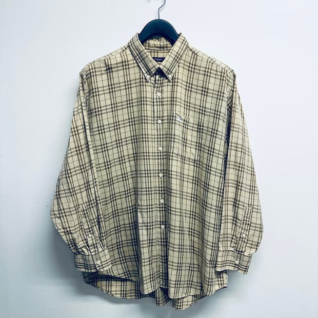 버버리(BURBERRY) 베이지 체크 오버핏 긴팔 셔츠 (실측 XXL)