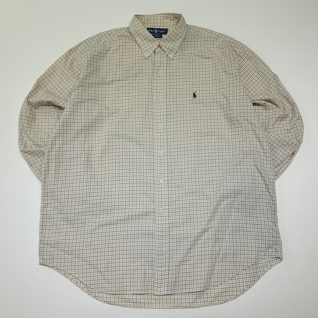 CL943 XL 폴로 90s 홍콩판 네이비브라운 마이크로체크 셔츠