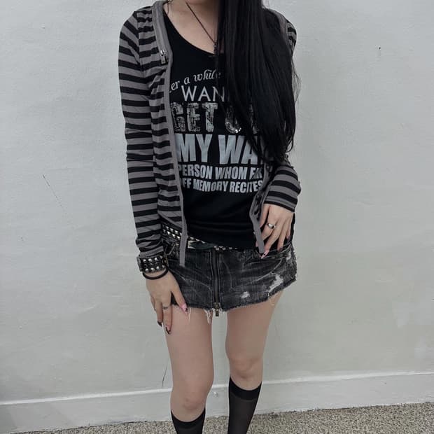 Y2K stripe cardigan long sleeve