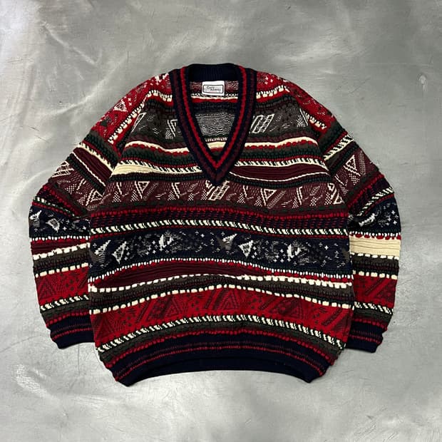  빈티지 브이넥 케이블 니트 y14519