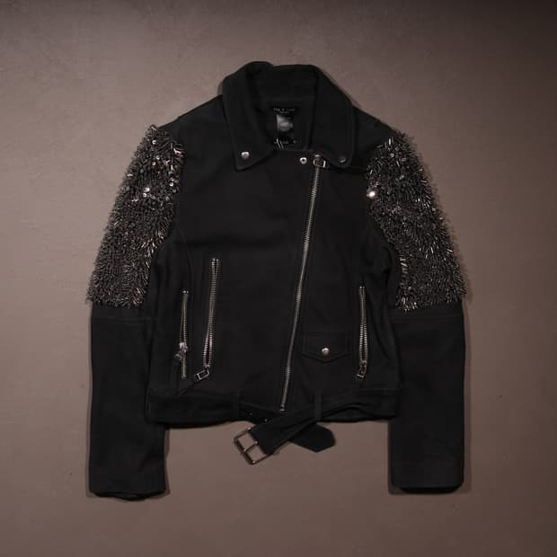 Rag&bone 메탈 스웨이드 크롭 라이더 자켓