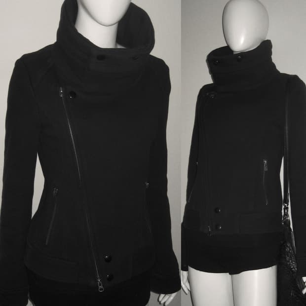 MOUSSY 하이넥 비대칭 보노 집업 자켓