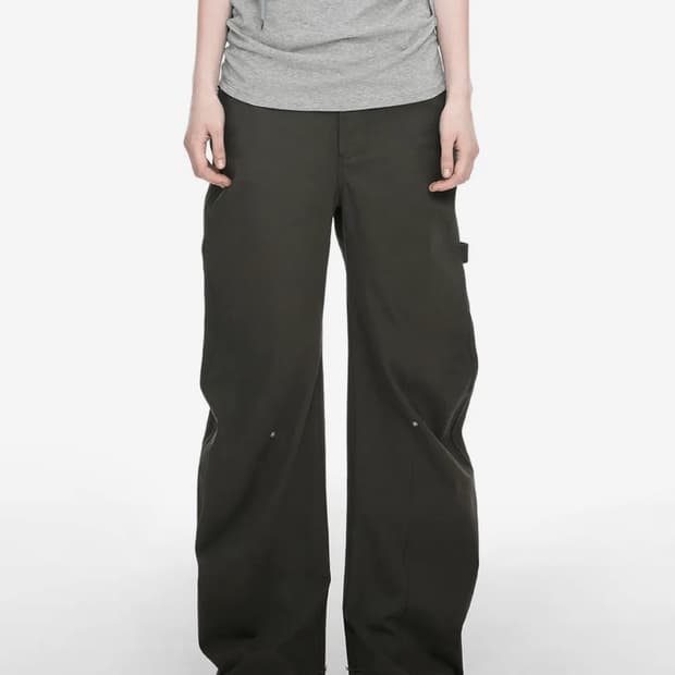 나체 RAWCUT CURVED PANTS (UNISEX) KHAKI