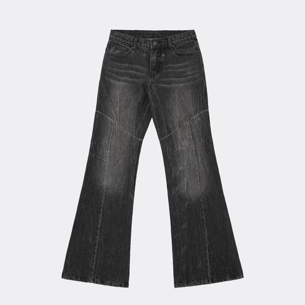 오호스 데님 CRACK WASHED DENIM PANTS-CHARCOAL