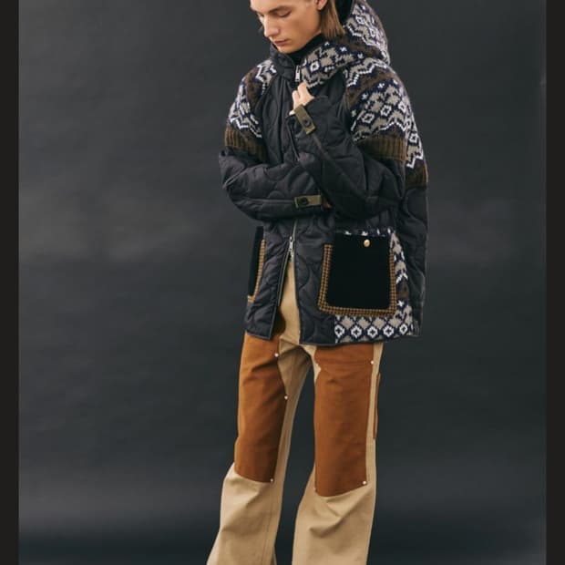 엔더슨벨 22FW 니트 패치 퀼티드 점퍼 블랙 