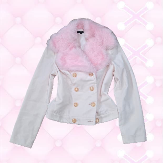 일본 빈티지 오네갸루 핑크 퍼 아우터 