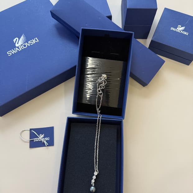 스와로브스키 그레이 펄 드롭 네크리스 진주 목걸이 실버 은 금 골드 티파