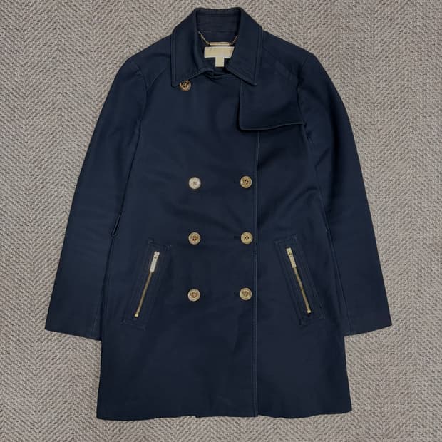 마이클코어스 네이비 더블 브레스트 트렌치 코트 v1027