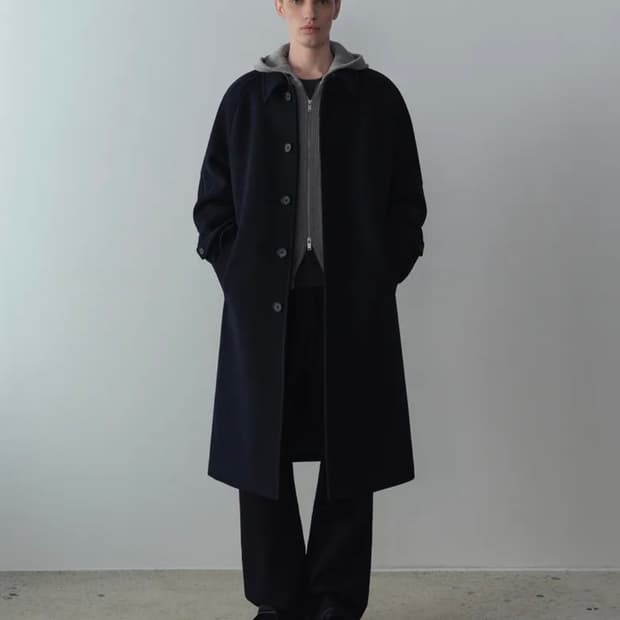 무신사스탠다드 캐시미어 블렌드 오버사이즈 발마칸 코트 네이비