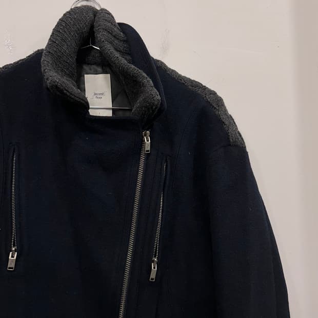 세컨플로어 케시미어블랜드 백니트 사선 울 자켓