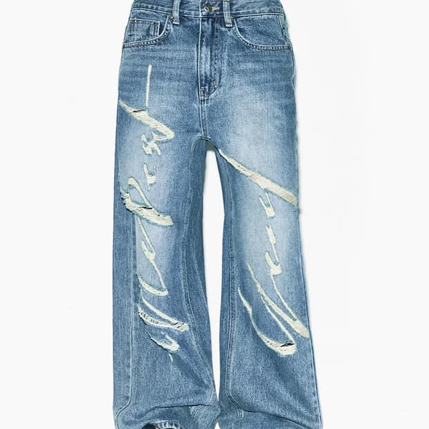 yeel SIGNATURE LOGO DESTROYED DENIM 