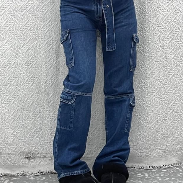 자라 핀터걸 미드라이즈 벨티드 데님 카고팬츠 26인치 C10726