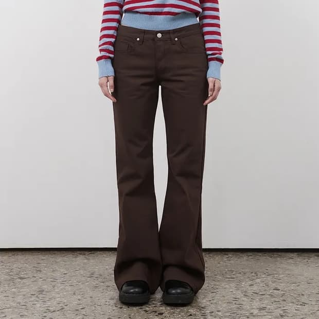 오헤시오 브라운 부츠컷 코튼 팬츠 