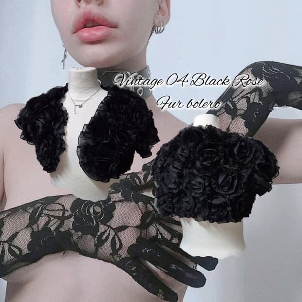 Vintage 04 Black Rose Fur bolero