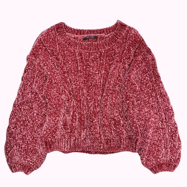 brushed pink cable crop knit