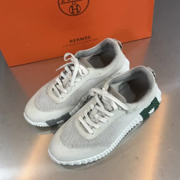 에르메스 바운싱 그린 메쉬 스웨이드 스니커즈 43
