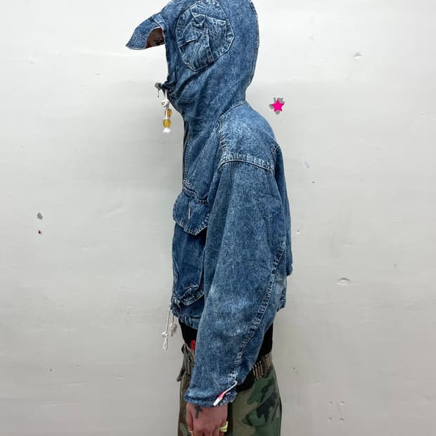 Highneck Pocket Reversible Denim Jacket