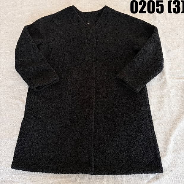 [XL] 유니클로 블랙 뽀글이 브이넥 롱 가디건 0205(3)
