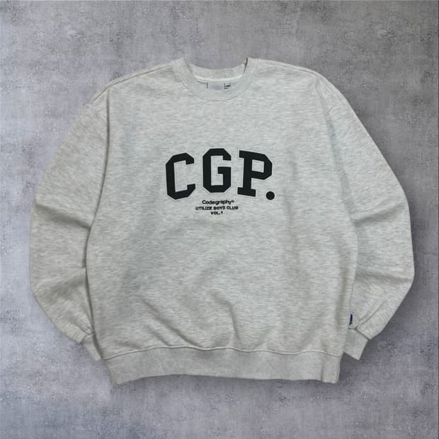 코드그라피 스펠아웃 빅로고 멜란지 그레이 맨투맨