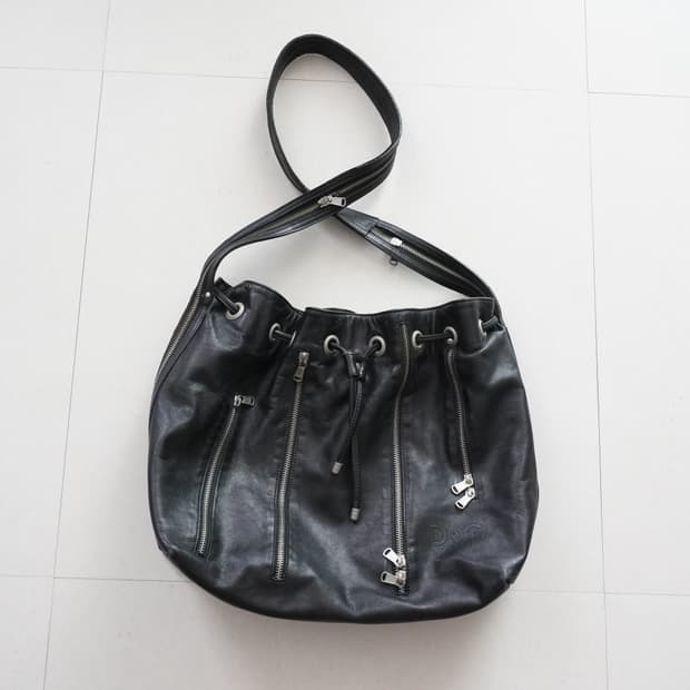 Y2K 정품 D&G 돌체앤가바나 멀티지퍼 가죽 호보백