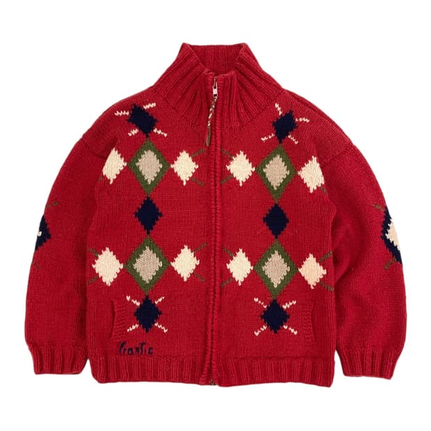 Frantic 핸드니트 울 지퍼 스웨터 