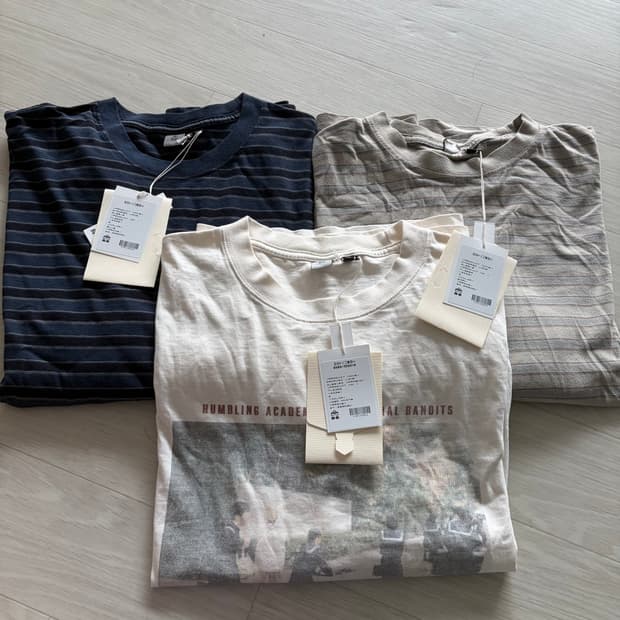 (2,3) 폴리테루 롱슬리브 - 스트라이프 블루, 에크루