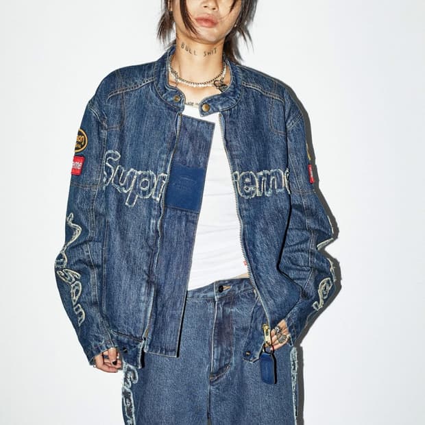 (34)슈프림 x 밴슨 레더스 코듀라 데님 레이싱 팬츠 블루 - 22FW