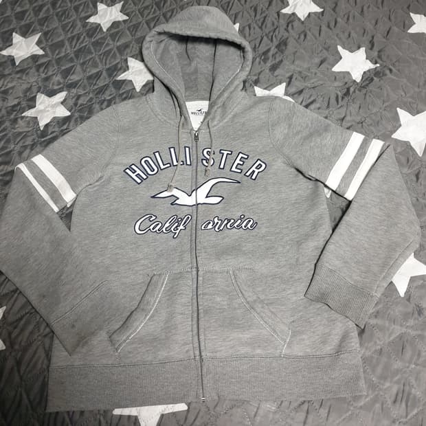홀리스터 2선 암밴드 기모 후드집업 그레이 (M)