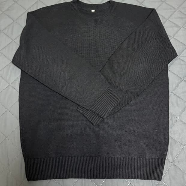 [XL] 유니클로 워셔블 3D 니트 크루넥 스웨터 블랙/블루