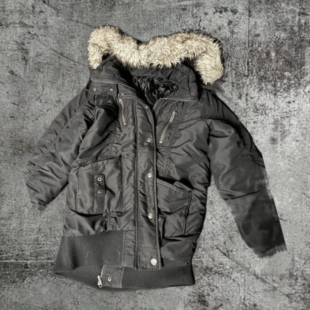 퍼후드 패딩 후드집업 fur hoodie Japanese 