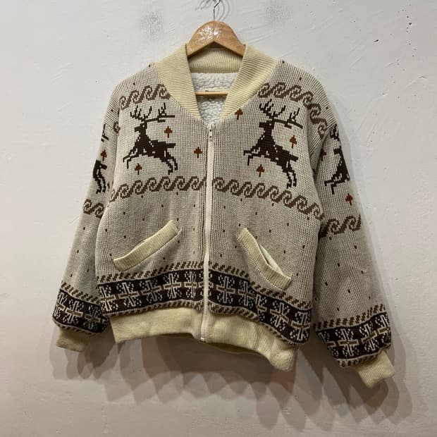 PENDORA 노르딕 벌키 니트집업 자켓