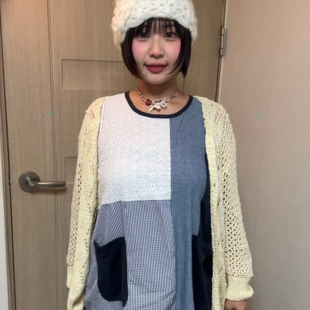 패치 나시 원피스 크로쉐 가디건 세트