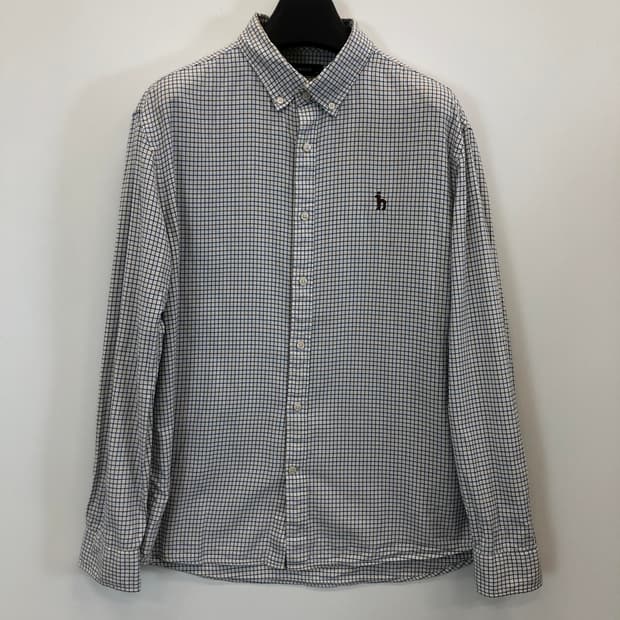 헤지스 자수로고 깅엄셔츠 110 사이즈