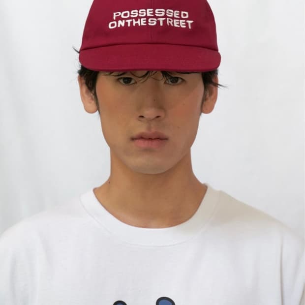 POTS) P.L LOGO 6PANEL CAP [RED]