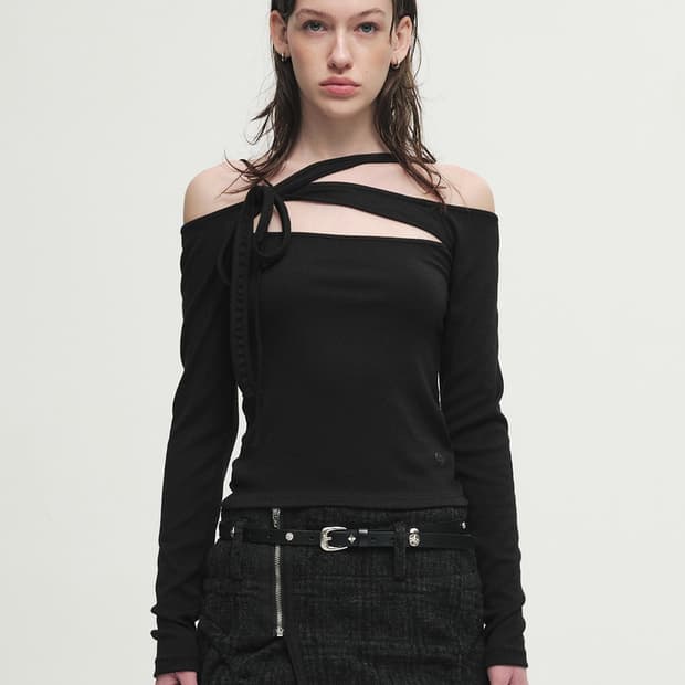 CERRIC TANGLE STRAP TOP BLACK