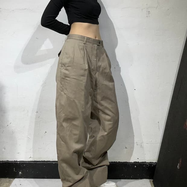 빈티지 와이드 베이지 치노 팬츠 슬랙스 핀턱 바지 