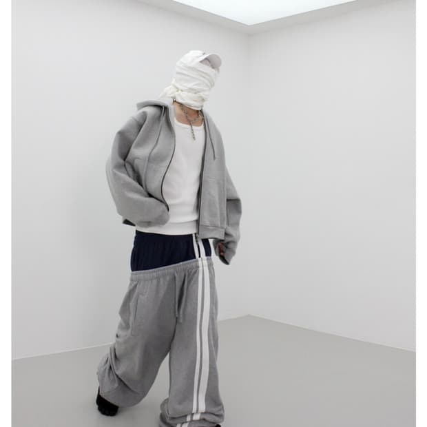 DOUBLE WAIST SWEAT PANTS GRAY