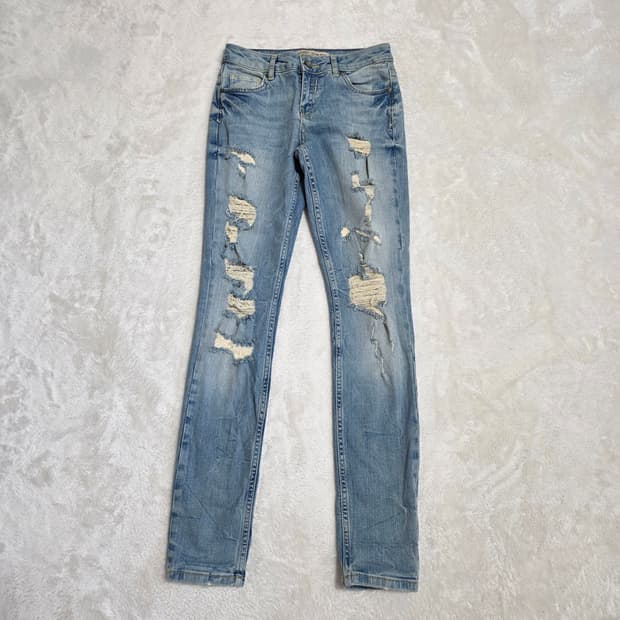 (24)버쉬카 스키니진 데미지 워싱 데님 팬츠